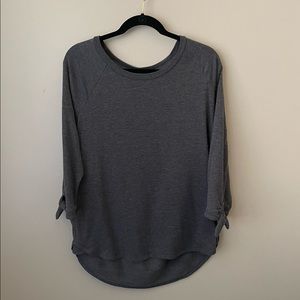Sonoma Large women’s gray t shirt with tie bow on cuff. three-quarter sleeves.